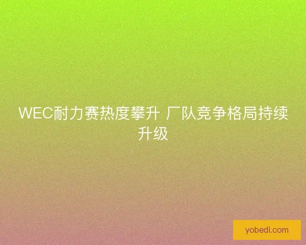WEC耐力赛热度攀升 厂队竞争格局持续升级