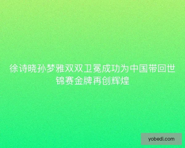 徐诗晓孙梦雅双双卫冕成功为中国带回世锦赛金牌再创辉煌