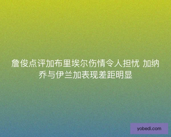 詹俊点评加布里埃尔伤情令人担忧 加纳乔与伊兰加表现差距明显